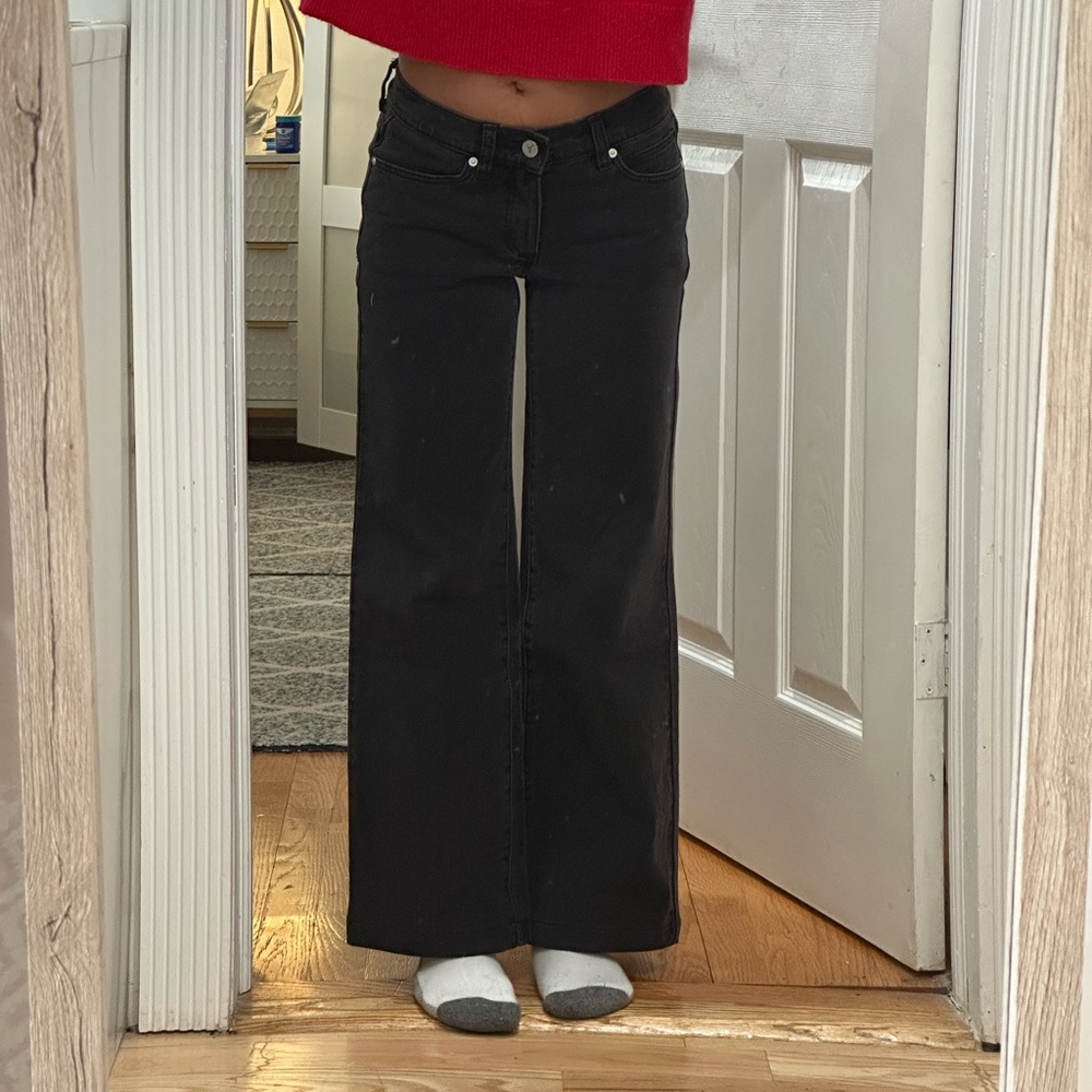 ABRAND Low and Wide Black Wash Jeans